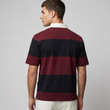 Polo Cuello Camisa Bloques Algodon Hombre Vino