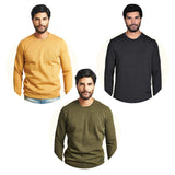 Pack 3 Poleras Cuello Redondo Camel, Verde y Charcoal