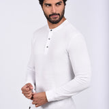 Polo Cuello Henley Manga Larga Blanco