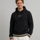 Polera Con Capucha Negro Pretina Tejida.