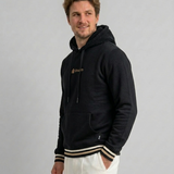 Polera Con Capucha Negro Pretina Tejida.